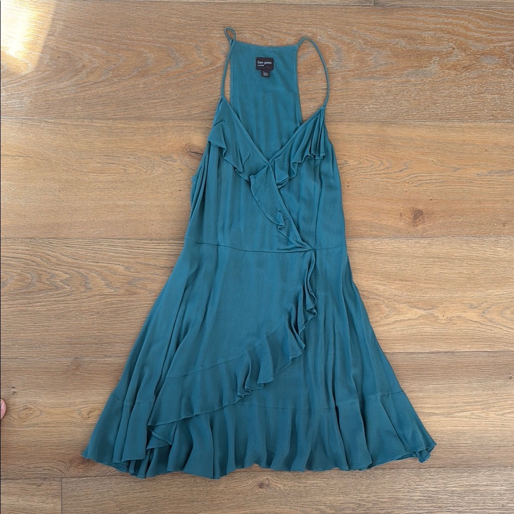 Free Press Small Teal Ruffle Dress